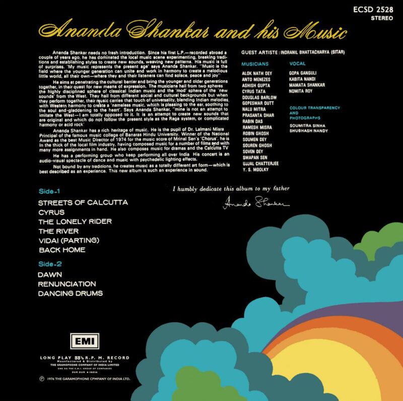 Ananda Shankar And His Music - ECSD 2528 - (85-90%) - CR - Indian Classical Instrumental LP Vinyl
