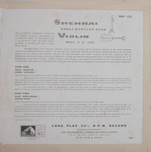 Bismilah Khan And V. G. Jog - EALP 1272 - (80-85%) - HMV Red Label - Indian Classical Instrumental LP Vinyl Record