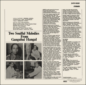 Gangubai Hangal – Two Soulful Melodies From Gangubai Hangal- 2411 5091 – (Condition 90-95%) – Cover Reprinted - Indian Classical Vocal LP Vinyl Record