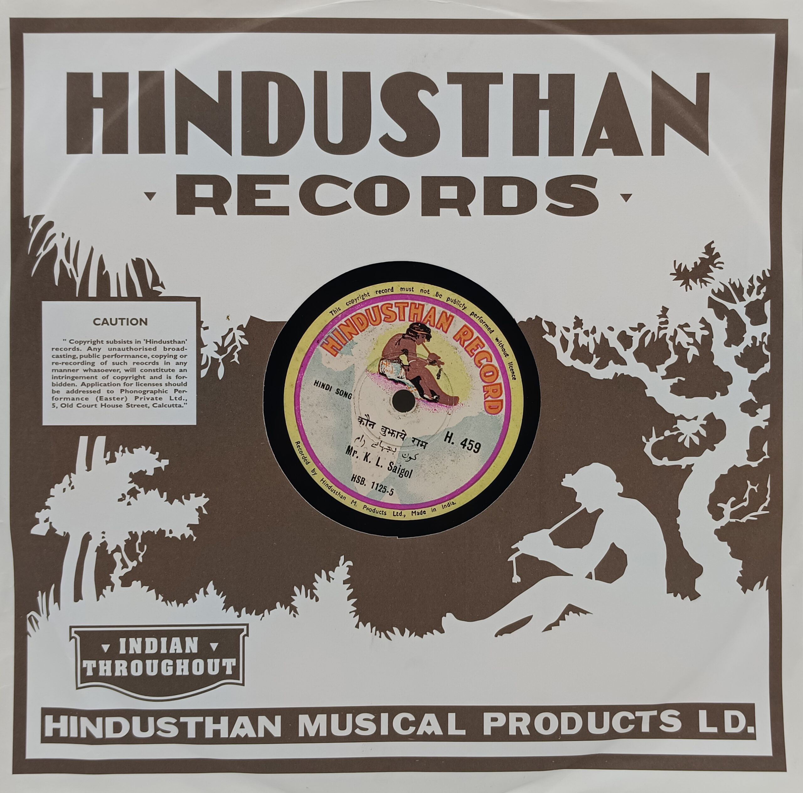 K. L. Saigol - H. 459 - 78RPM Private Songs Vinyl Record 10” K. L. Saigol - H. 459 - 78RPM Private Songs Vinyl Record 10”