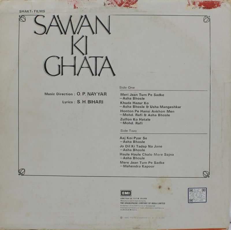 Sawan Ki Ghata - ECLP 5692 - (90-95%) - Bollywood LP Vinyl Record-1