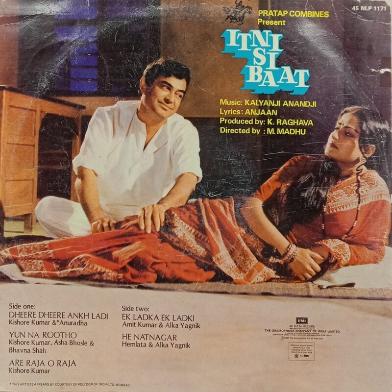 Itni Si Baat - 45 NLP 1171 - (85-90%) - Cover Good Condition - Bollywood LP Vinyl