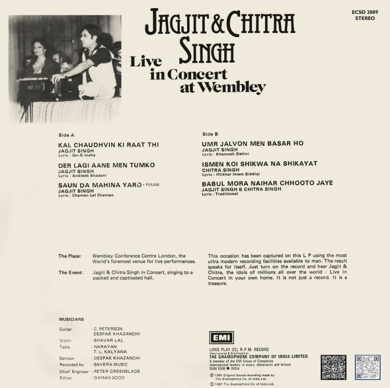 Jagjit & Chitra Singh - Live In Concert At Wembley - ECSD 2889