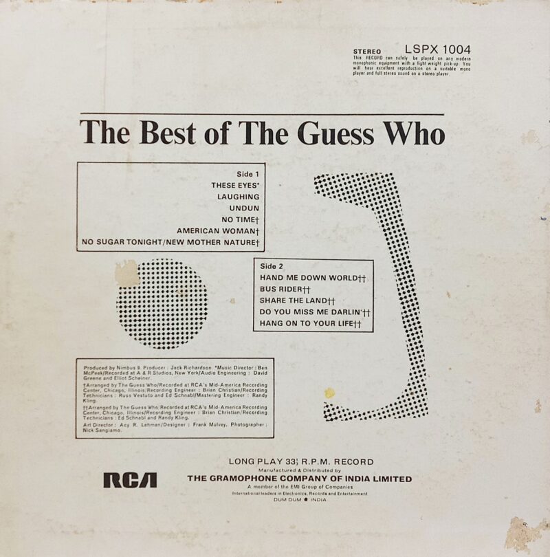 The Best Of The Guess Who - LSPX 1004 - (85-90%) - English LP Vinyl