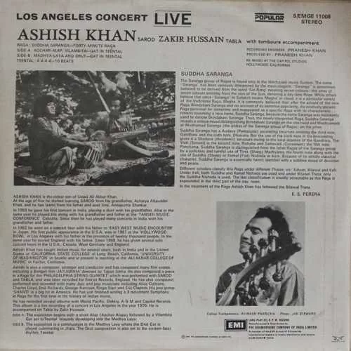 Ashish Khan - Concert Live at Los Angeles - S/EMGE 11008 - (Condition - 90-95%) - Indian Classical Instrumental LP Vinyl Record Ashish Khan - Concert Live at Los Angeles - S/EMGE 11008 - (Condition - 90-95%) - Indian Classical Instrumental LP Vinyl Record