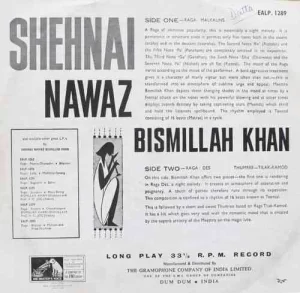 Bismillah Khan - EALP 1289 - Indian Classical Instrumental LP Vinyl Record