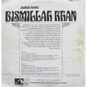 Bismillah Khan (Shehnai Nawaz) - EASD 1512 - (Condition 80-85%) - Indian Classical Instrumental LP Vinyl Record 
