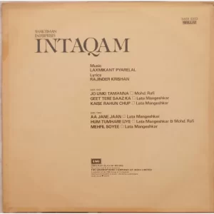 Intaqam - 3AEX 5233 - (85-90%) - Angle First Pressing - Bollywood Rare Vinyl LP Record