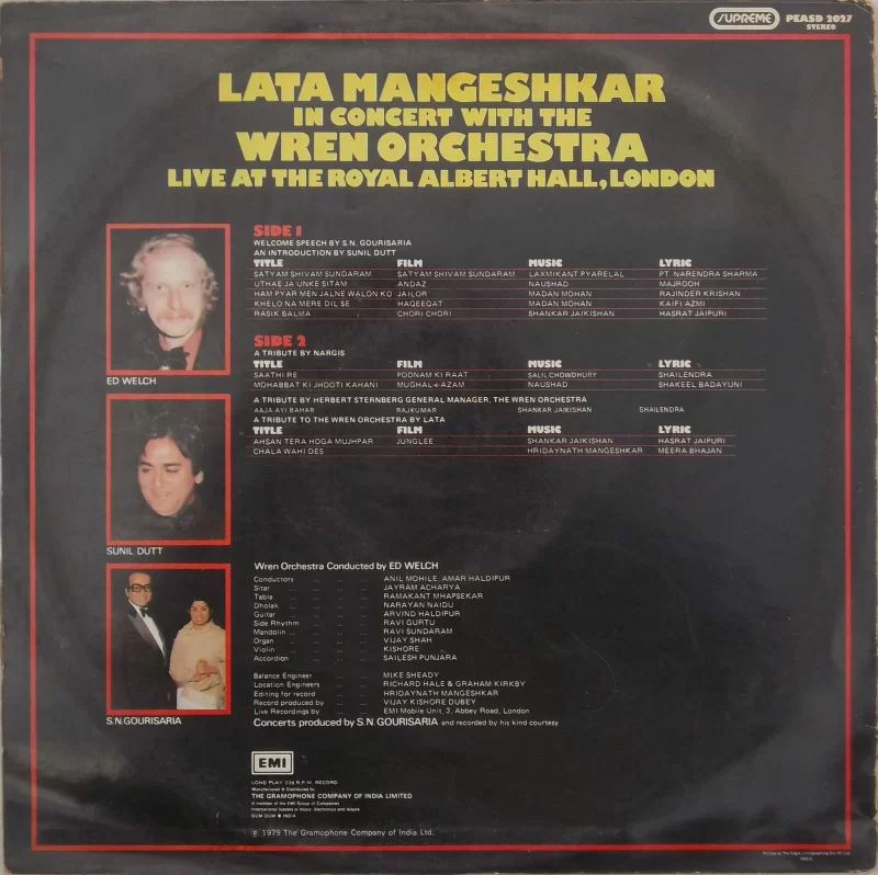 Lata Mangeshkar – (In Concert With The Wren Orchestra) - PEASD 2027