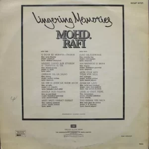 Mohd. Rafi - Lingering Memories - ECLP 5721 - Film Hits LP Vinyl Record