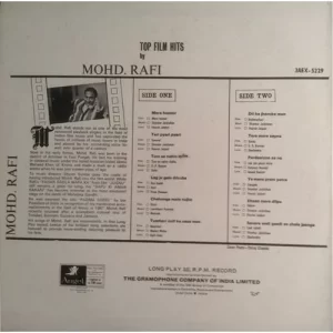Mohd. Rafi - Top Film Hits - 3AEX 5229 - (Condition 90-95%) - Odeon First Pressing - LP Record