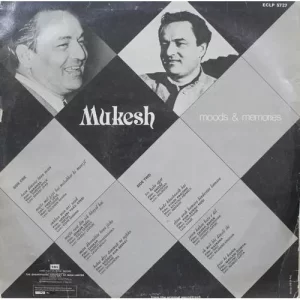Mukesh – Moods & Memories - ECLP 5727 - (Condition 85-90%) - Film Hits LP Vinyl Record