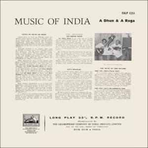 Music of India - EALP 1251 - (Condition 90-95%) – HMV Red Label - Indian Instrumental LP Vinyl Record