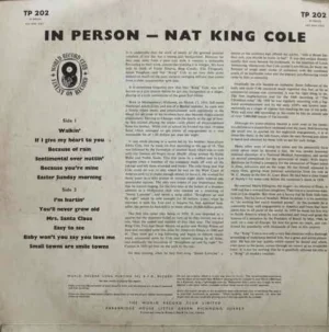 Nat King Cole - In Person - TP 202 - (90-95%) - English LP Vinyl