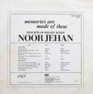 Noor Jehan – Memories Are Made Of These (Film Hits Of Melody Queen Noor Jehan) - ECLP 5595 - (Condition - 85-90%) – Film Hits LP Vinyl Record