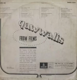 Qawwalis From Films - 3AEX 5316 - (Condition – 75-80%) – Film Hits LP Vinyl Record