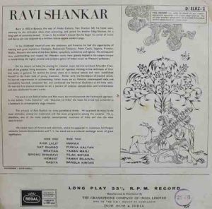 Ravi Shankar - D/ELRZ 2 -Indian Classical Instrumental LP Vinyl Record-1