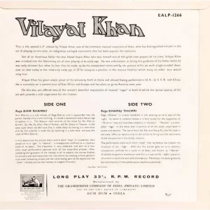Vilayat Khan – The Genius Of Vilayat Khan - EALP 1266 - (Condition 85-90%) - HMV Red Label - Indian Classical Instrumental LP Vinyl Record