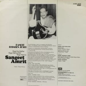Bhimsen Joshi - Sangeet Amrit - ECSD 2879 - Indian Classical Vocal LP Vinyl Record