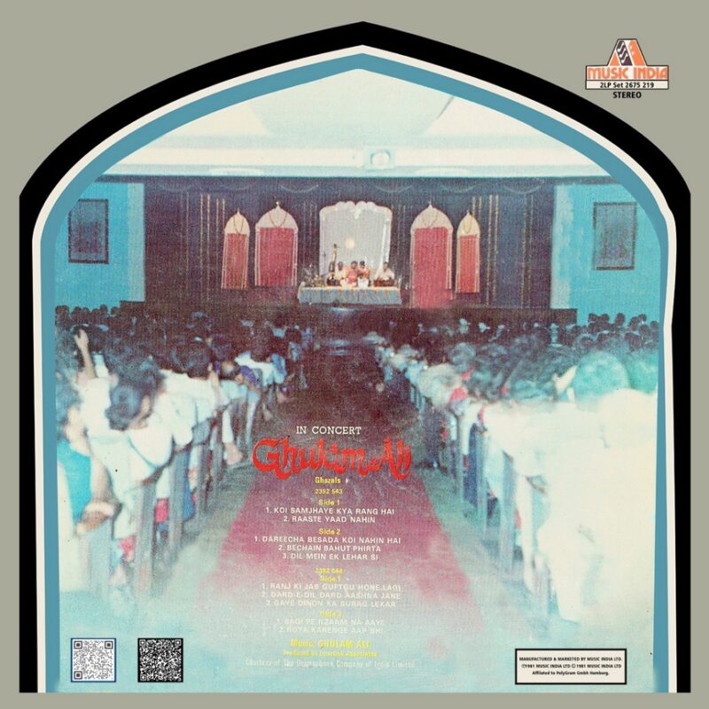 Ghulam Ali - In Concert - 2675 219 - (90-95%) - Cover Reprinted - 2LP Set - Ghazals LP Vinyl