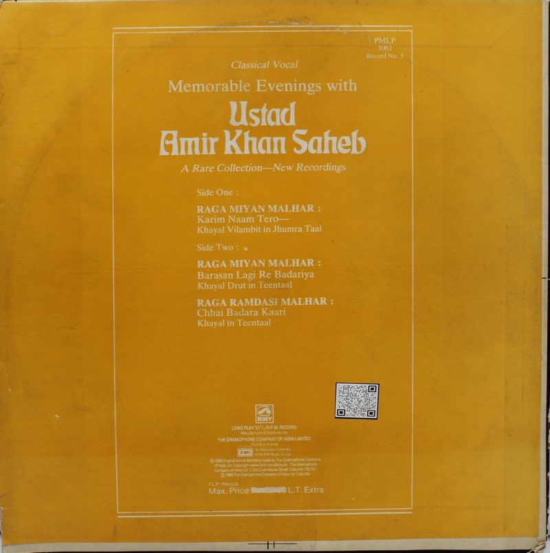 Amir Khan - PMLP 3059 (90-95%) -Indian Classical Vocal LP Vinyl Record-8