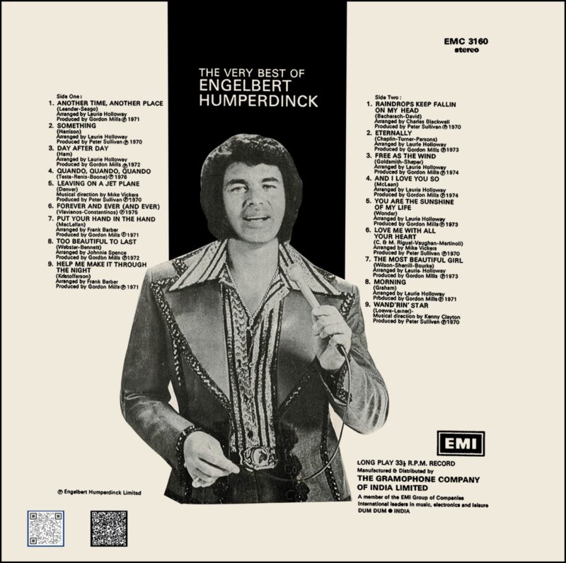 Engelbert Humperdinck – The Very Best Of Engelbert Humperdinck – EMC 3160 – (90-95%) - CR - English Song LP Vinyl Record