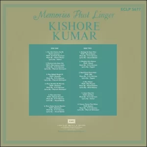 Kishore Kumar - Memories That Linger - ECLP 5677 - (Condition – 80-85%) – Cover Reprinted - Film Hits LP Vinyl Record