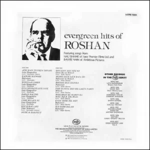 Roshan Evergreen Hits - Nau Bahar & Bawre Nain - MFPE 1004 - (Condition - 80-85%) - Cover Reprinted - Film Hits LP Vinyl Record