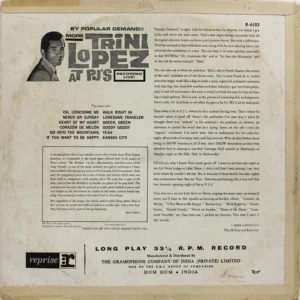 Trini Lopez - At P.J.'s - R 6103 - (90-95%) - English LP Vinyl