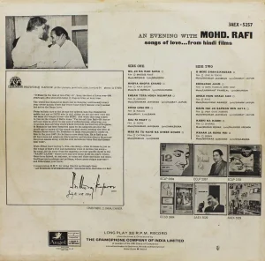 Mohd. Rafi - An Evening With - 3AEX 5257 - (Condition 90-95%) - Film Hits LP Vinyl Record