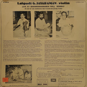 Lalgudi G. Jayaraman - S/33 ESX 17537 - (Condition 85-90%) - Indian Classical Instrumental LP Vinyl