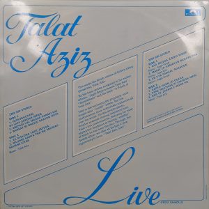 Talat Aziz - Live Urdu Ghazals - 2675 207 - (90-95%) - 2LP Set - Ghazals LP Vinyl Record