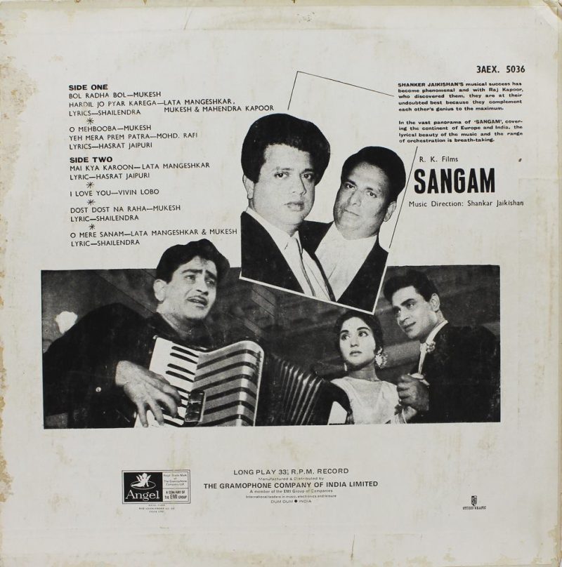 Sangam - 3AEX 5036 - Bollywood LP Vinyl