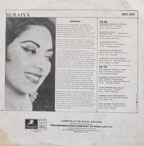 Suraiya 3aex 5121 Film Hits Lp Vinyl Record