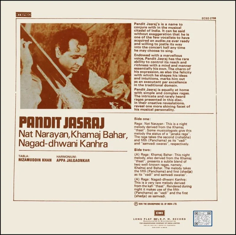 Jasraj Narayan - ECSD 2798 (90-95%) CR Indian Classical Vocal LP Vinyl-1