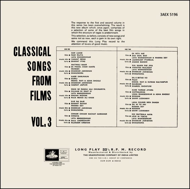 Classical Songs From Films Vol 3 - 3AEX 5196 1