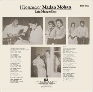 Lata Mangeshkar - I Remember Madan Mohan - ECLP 5966 1