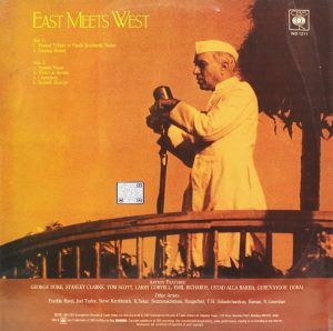 East Meets West A Musical Tribute To Jawaharlal Nerhu By Dr. L. Subramaniam – IND 1211 – Cover Book Fold Instrumental LP Vinyl Record 1