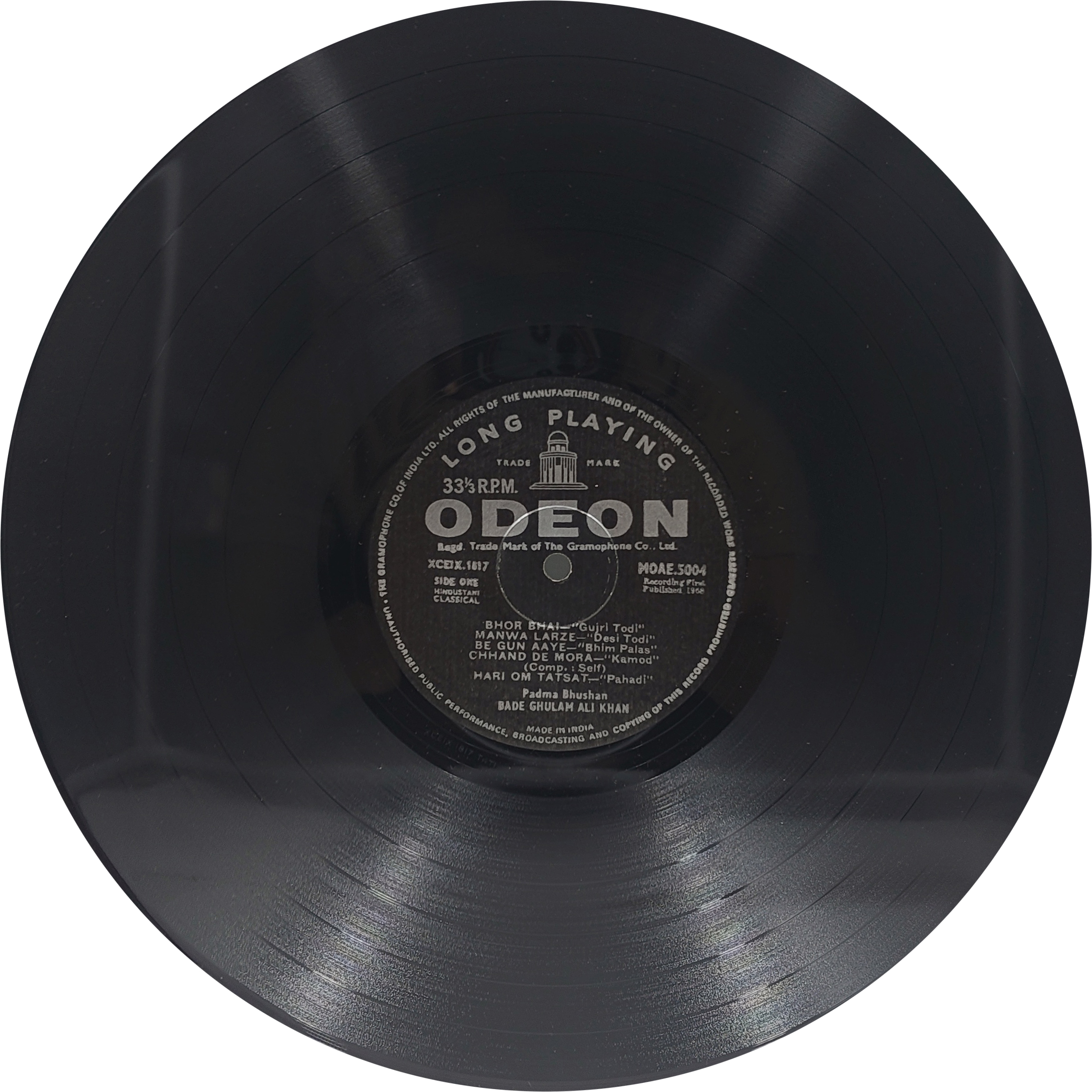 Bade Ghulam Ali Khan- MOAE 5004-Indian Classical Vocal LP Vinyl Record Bade Ghulam Ali Khan- MOAE 5004-Indian Classical Vocal LP Vinyl Record