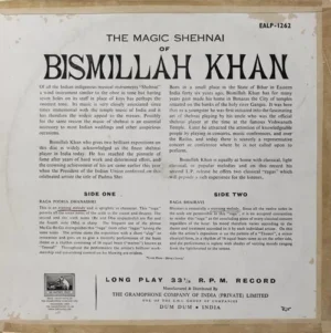 Bismillah Khan - The Magic Shehnai - EALP 1262 - HCL - Indian Classical Instrumental LP Vinyl