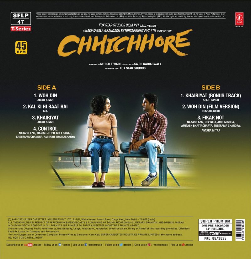 Chhichhore - SFLP 47 - New Release Hindi LP Vinyl Record