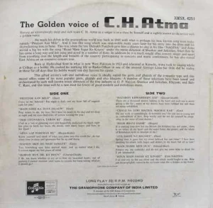 C. H. Atma (Twelve Great Love Songs) - 33ESX 4251 - Columbia Black Label