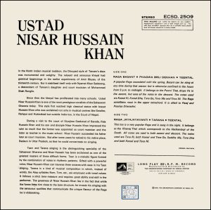 Nisar Hussain Khan - ECSD 2509 - HMV Black Label - CR - LP Record