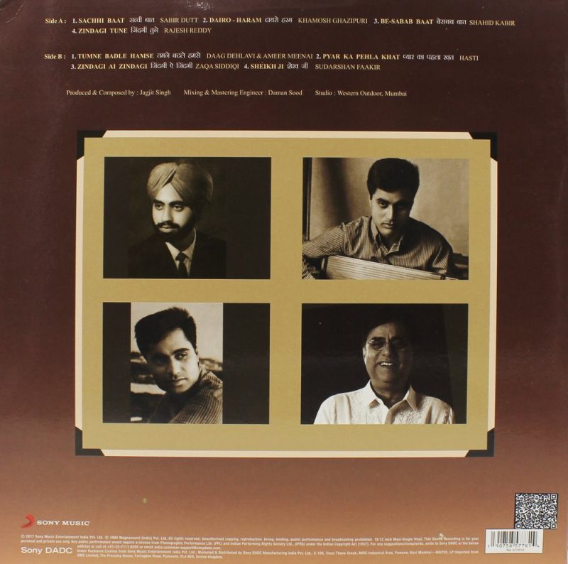 Jagjit Singh - Face To Face - 190758577814 – ( 90-95%) - Cover Book Fold - LP Record