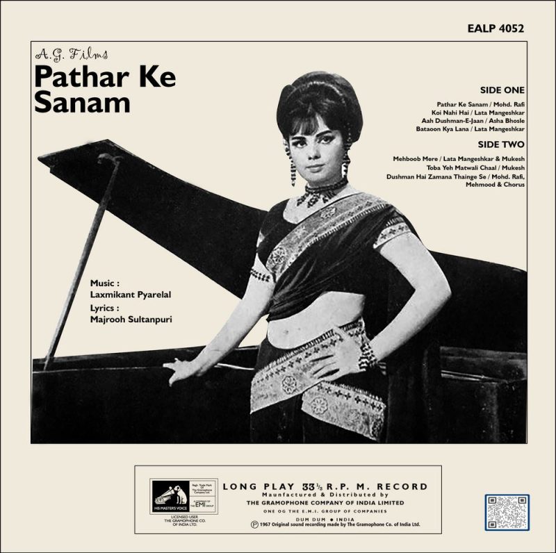 Pathar Ke Sanam - EALP 4052 – (Condition - 85-90%) - Cover Reprinted - Bollywood LP Vinyl Record