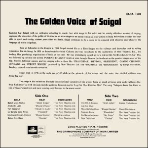 K. L. Saigal The Golden Voice Of - EAHA 1001