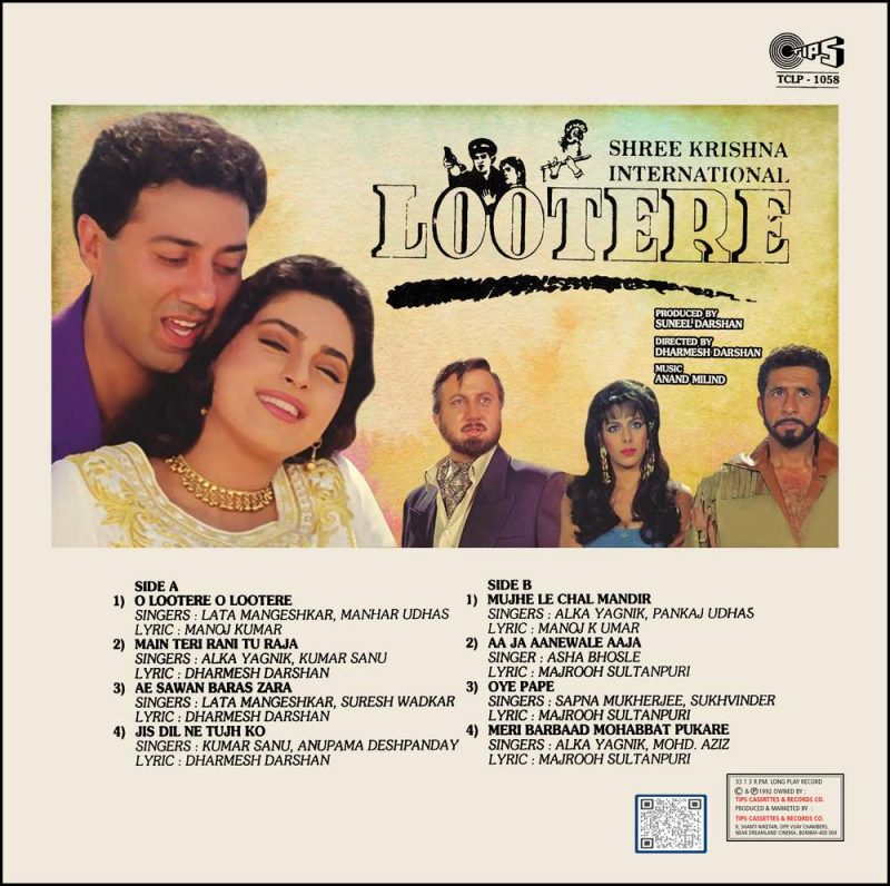 Lootere - TCLP 1058 - (Condition - 90-95%) - Cover Reprinted - Bollywood LP Vinyl Record