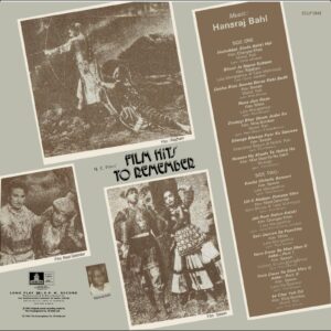 Hansraj Bhal - Film Hits to Remember - ECLP 5849 - (80-85%) - CR - Film Hits LP Vinyl