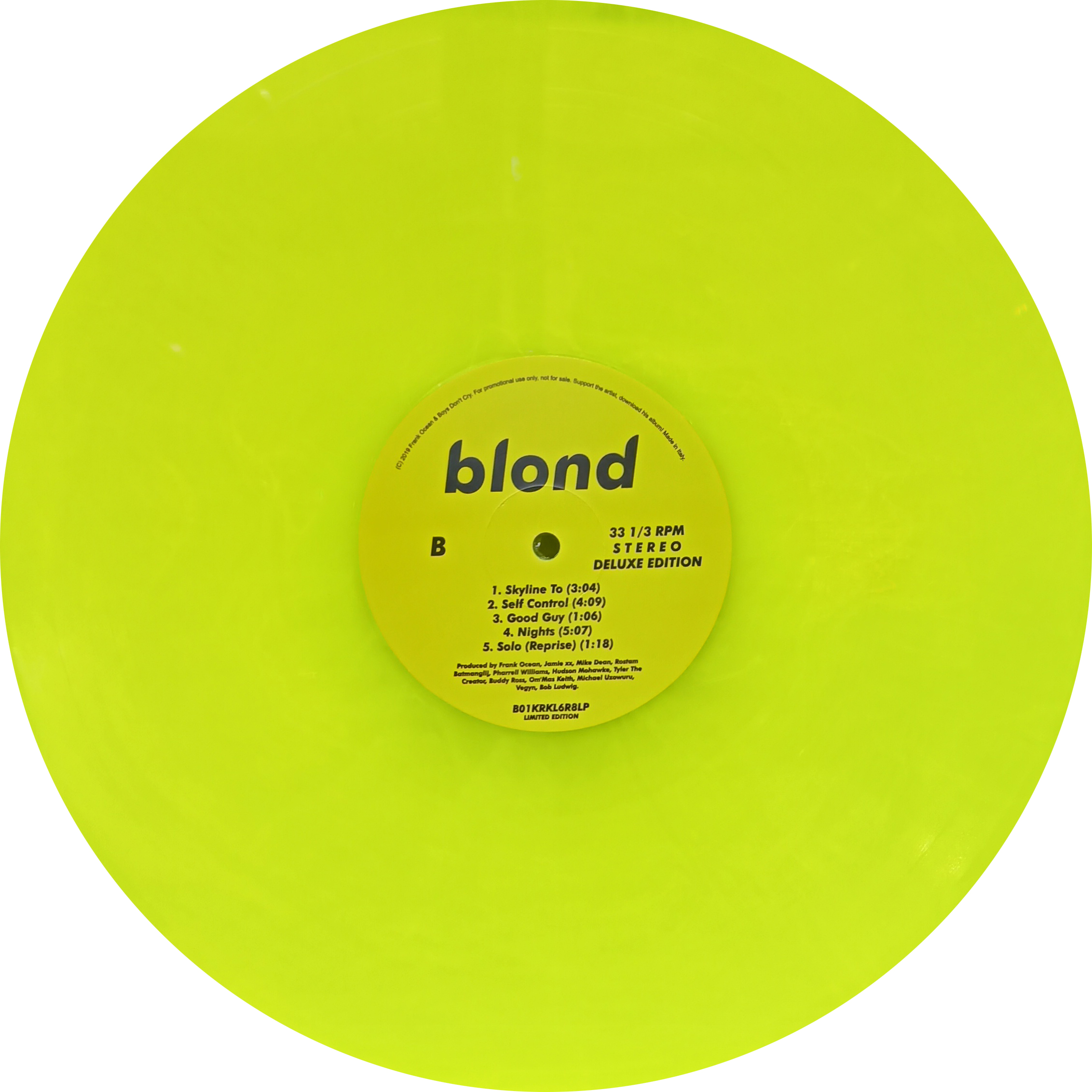 Frank Ocean – Blond - B01KRKL6R8LP - Lemon Yellow Coloured - New Release  English 2LP Set - New Gramophone House