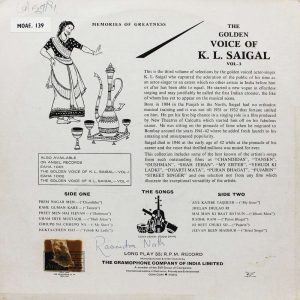 K. L. Saigal – The Golden Voice Of - MOAE 139